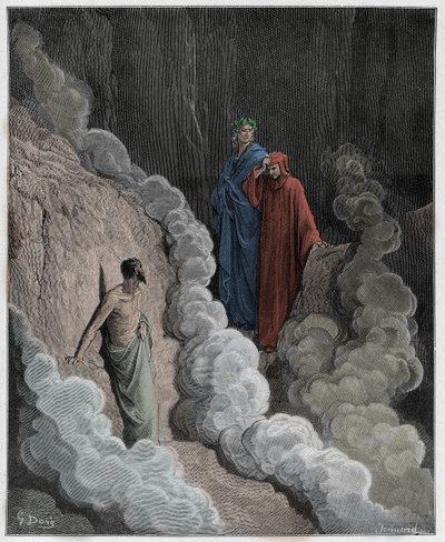 Purgatorio, Canto 16: Dante speaks to the soul of Marco Lombardo (illustration from The Divine Comedy) by Gustave after Dore